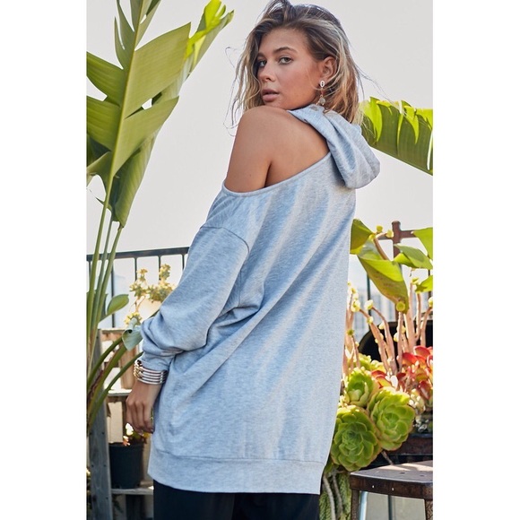 Carmella Gray Cold Shoulder Hoodie - Picture 10 of 13